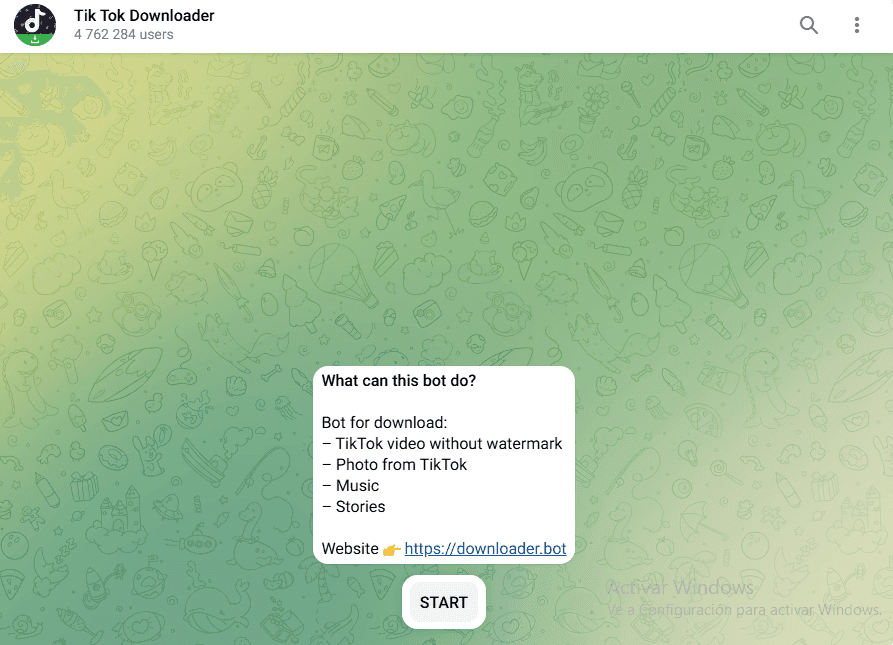 bot de telegram para descargar tiktoks