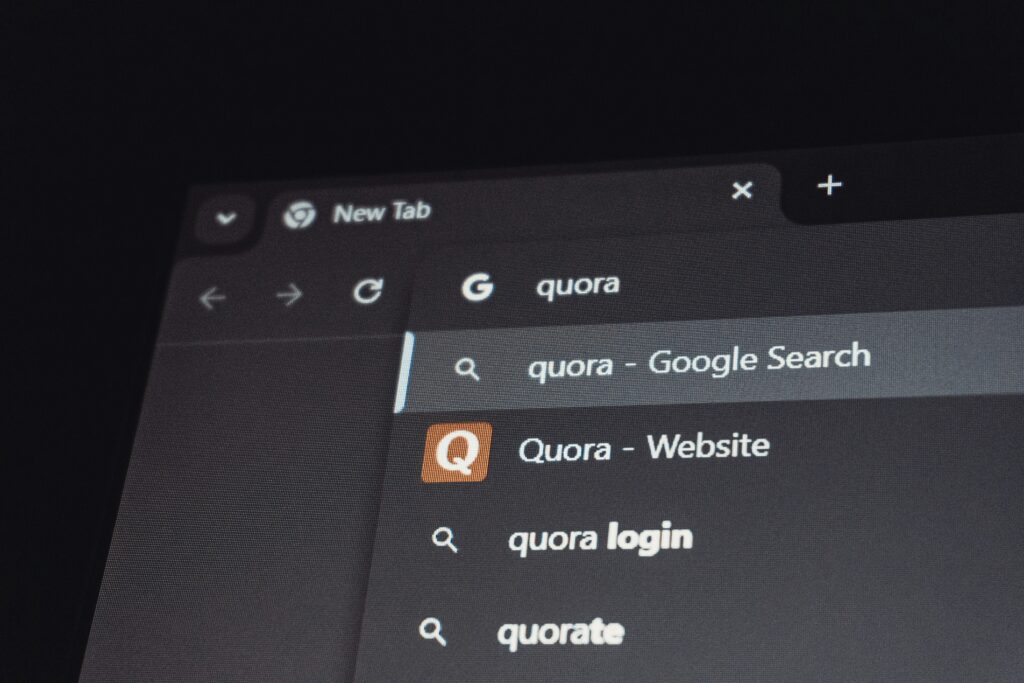 Google search results for quora website
