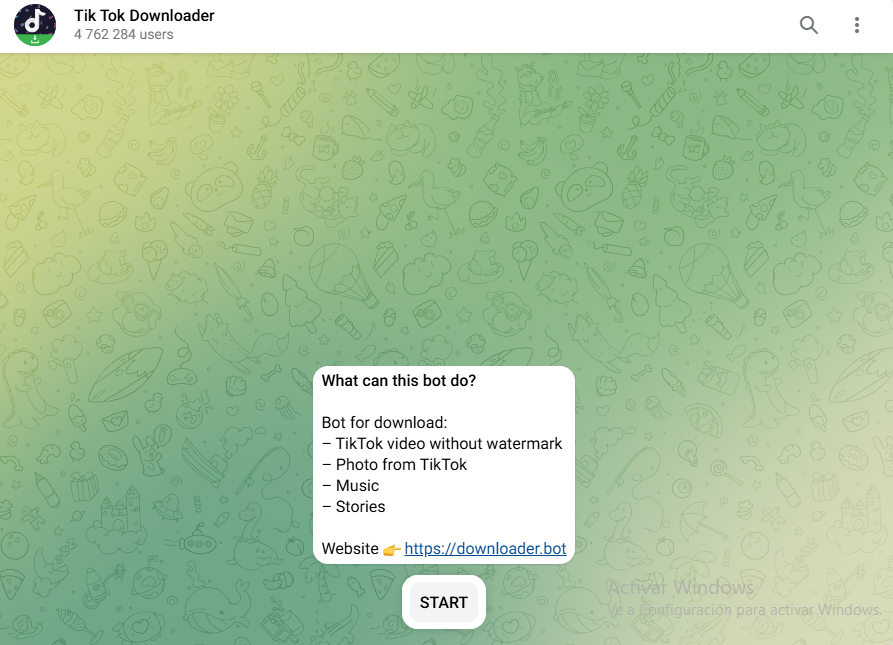 bot de telegram para descargar tiktoks