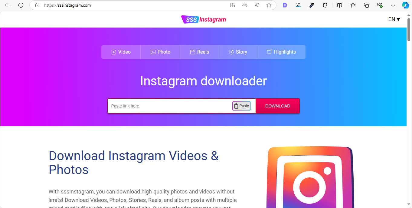 páginas para descargar reels de instagram